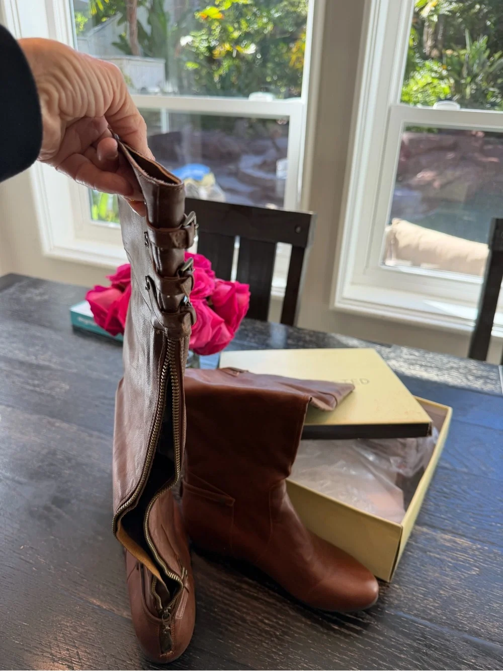 Francesca's Collections Brown Over-the-Knee Faux Leather Boots